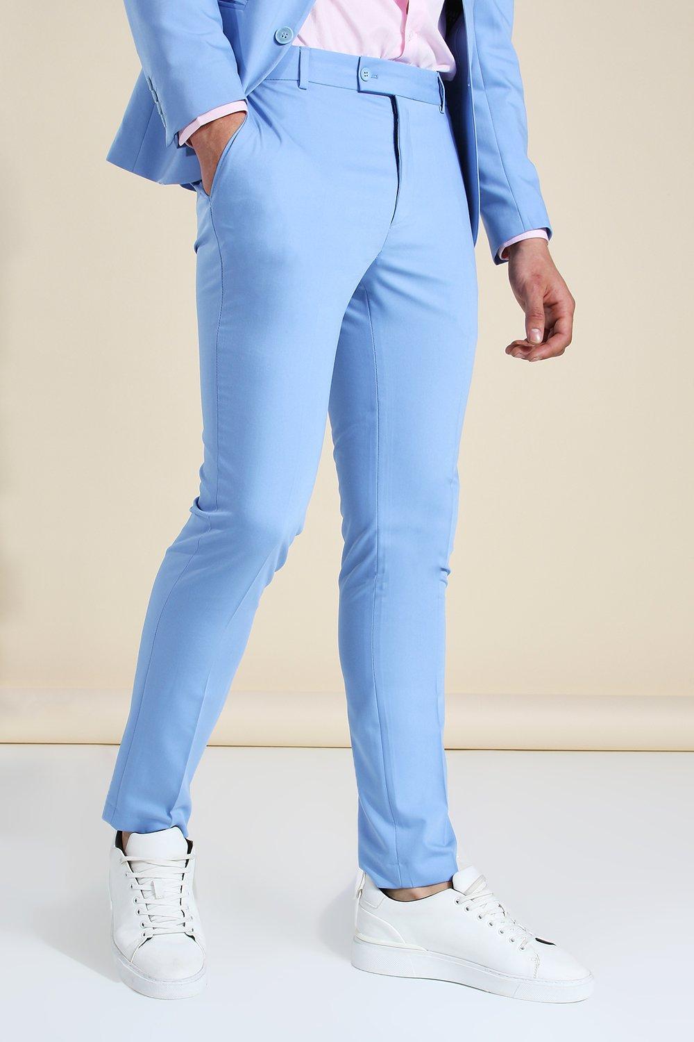 Skinny Light Blue Suit Trousers boohooMAN USA